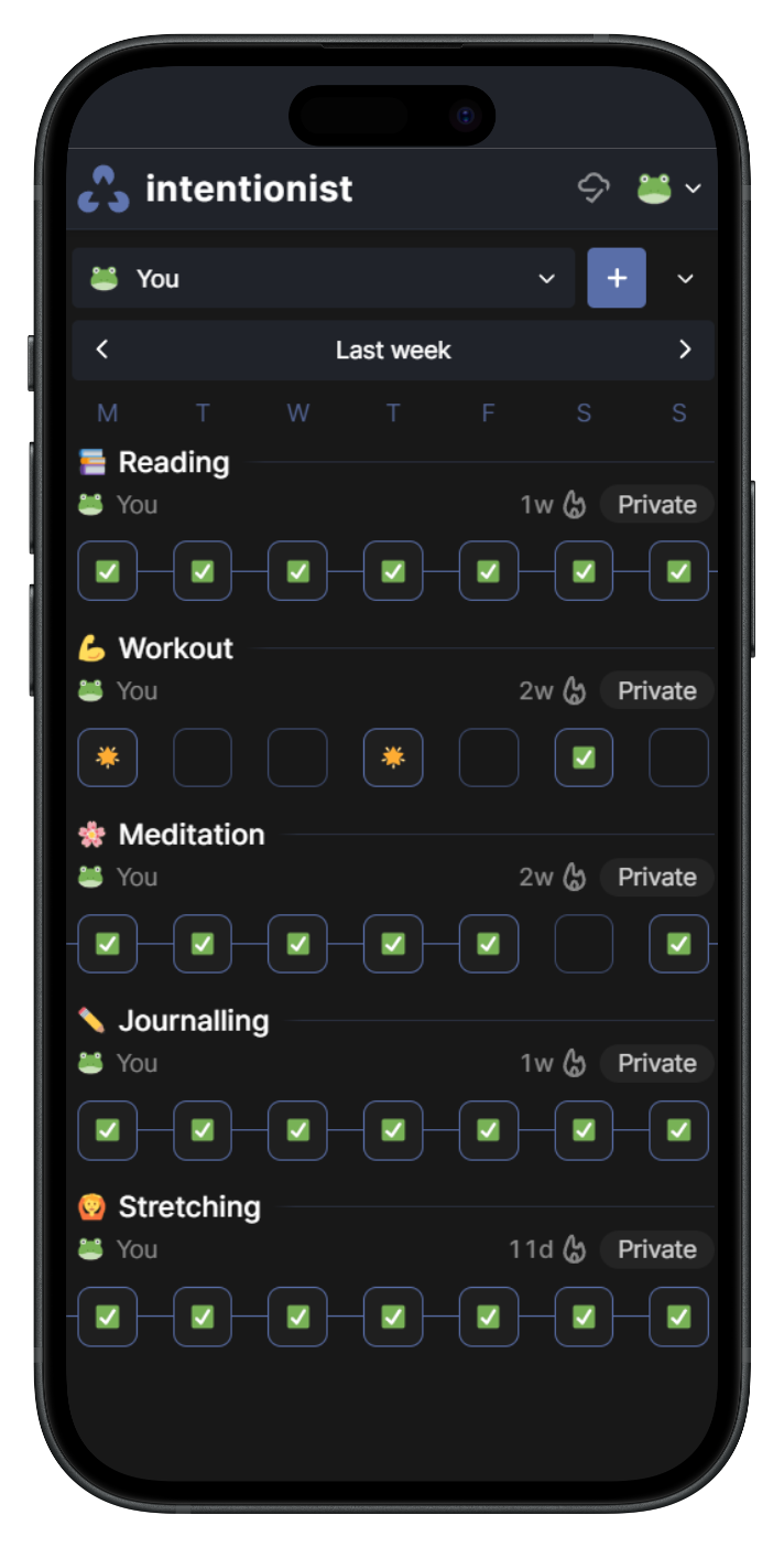 the intentionist app on a mobile device